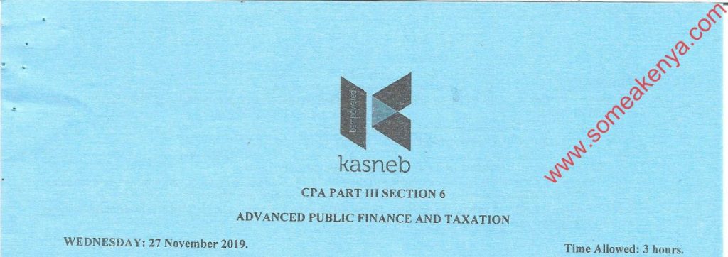 Advanced Public Finance and Taxation November 2019 Past Paper