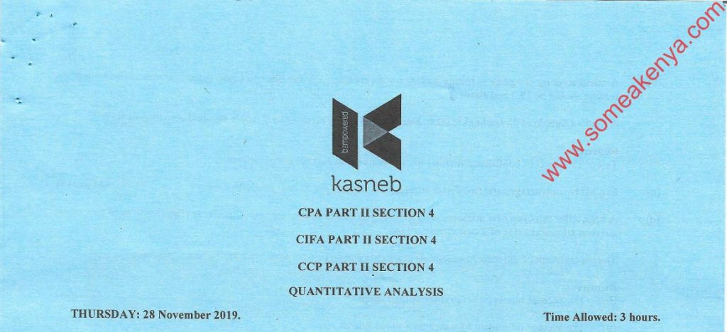 Quantitative Analysis November 2019 Past Paper