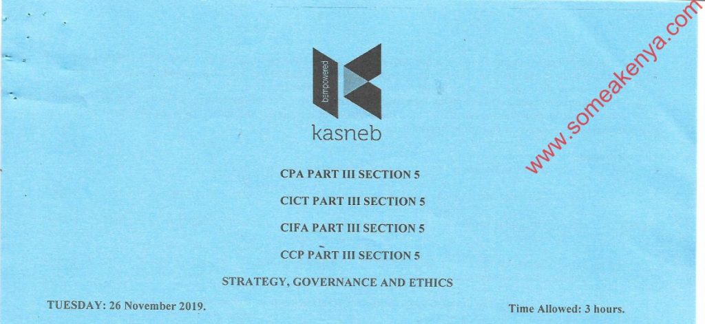Strategy Governance and Ethics November 2019 Past Papers
