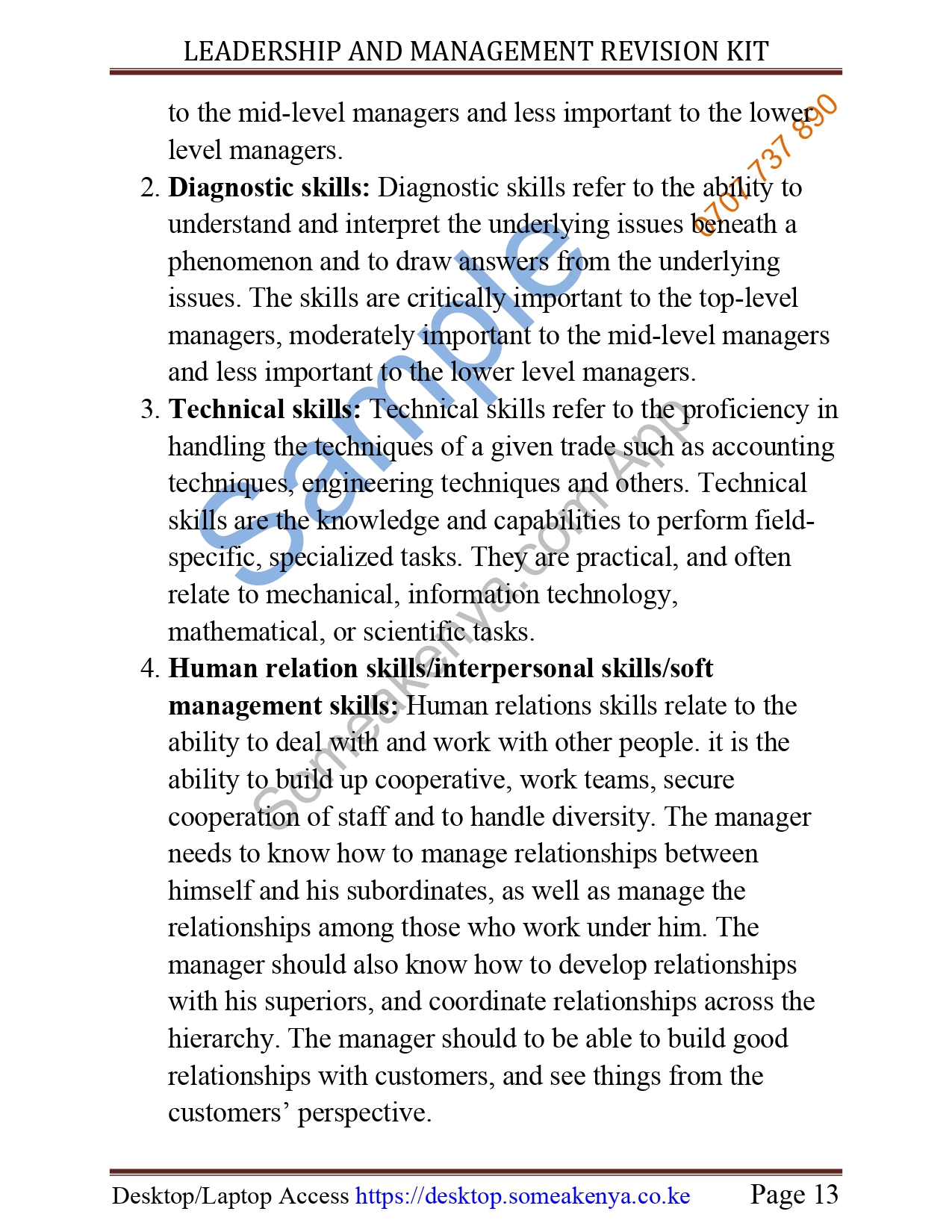 Leadership and Management Revision Kit