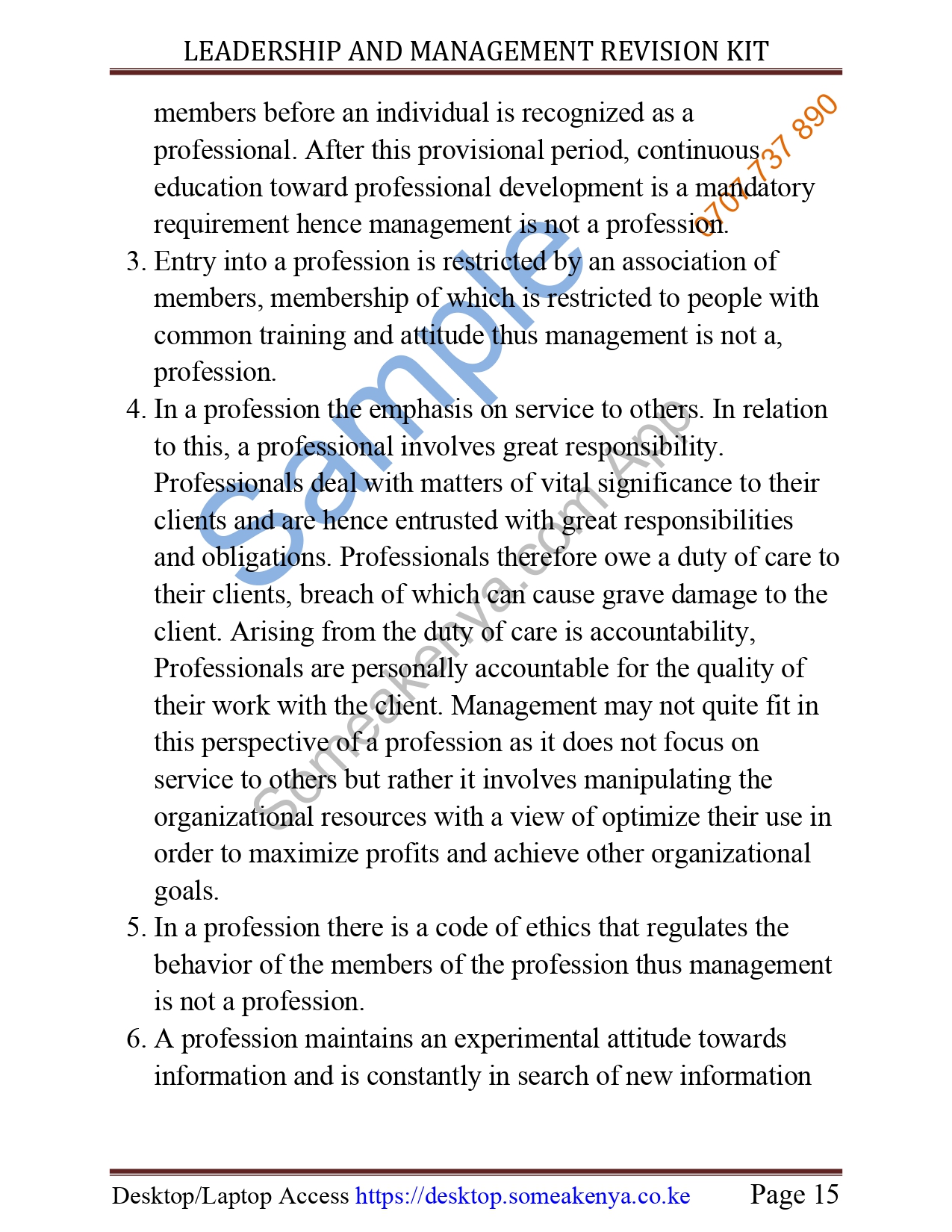 Leadership and Management Revision Kit