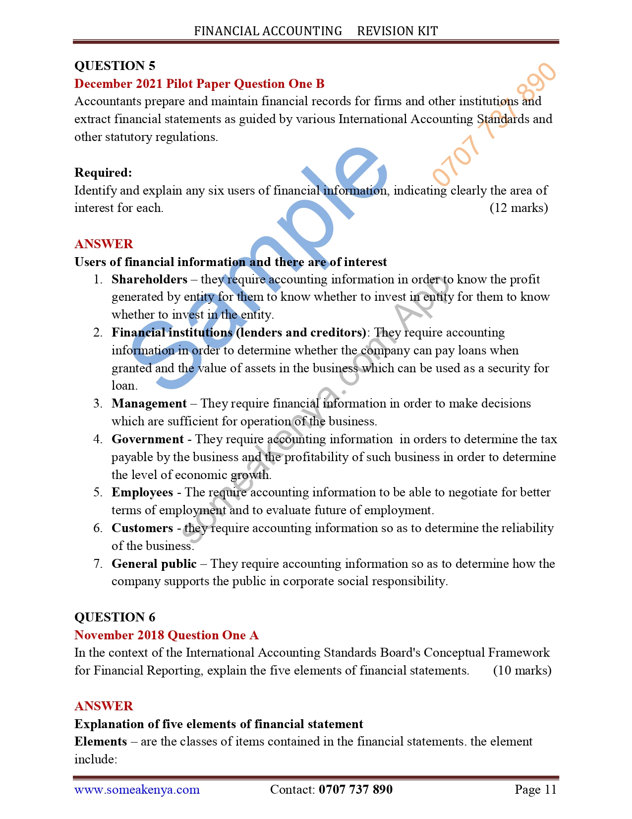 Financial Accounting Revision Kit