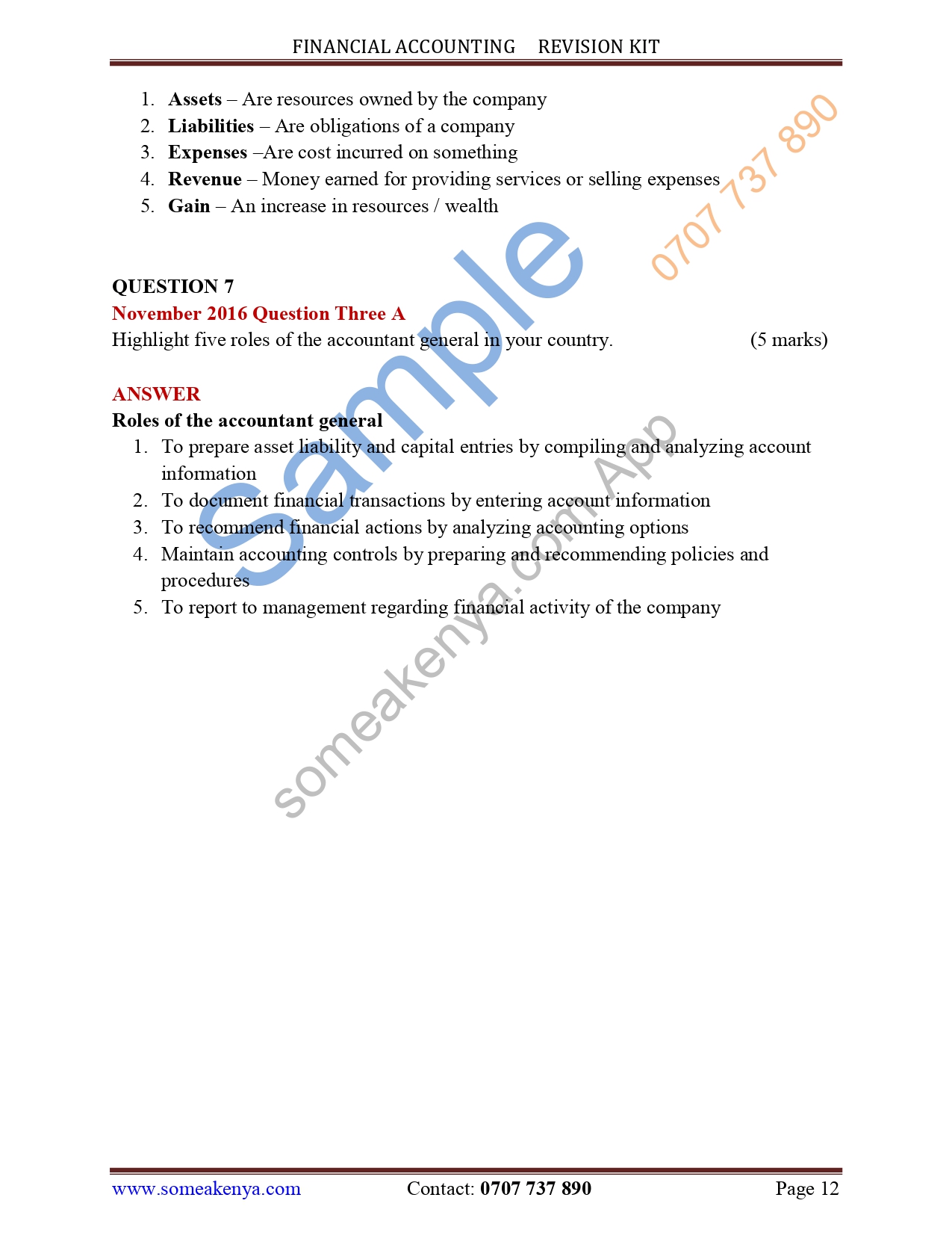 Financial Accounting Revision Kit