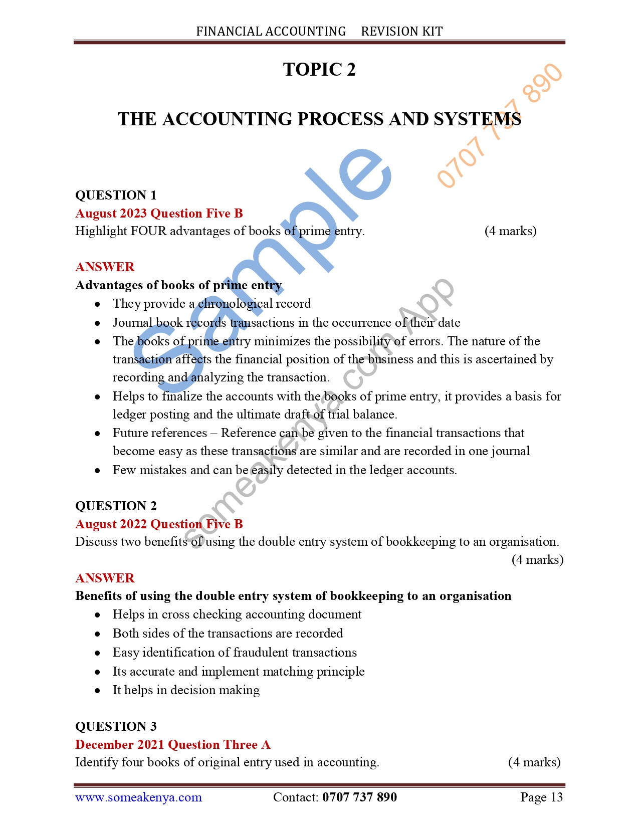 Financial Accounting Revision Kit
