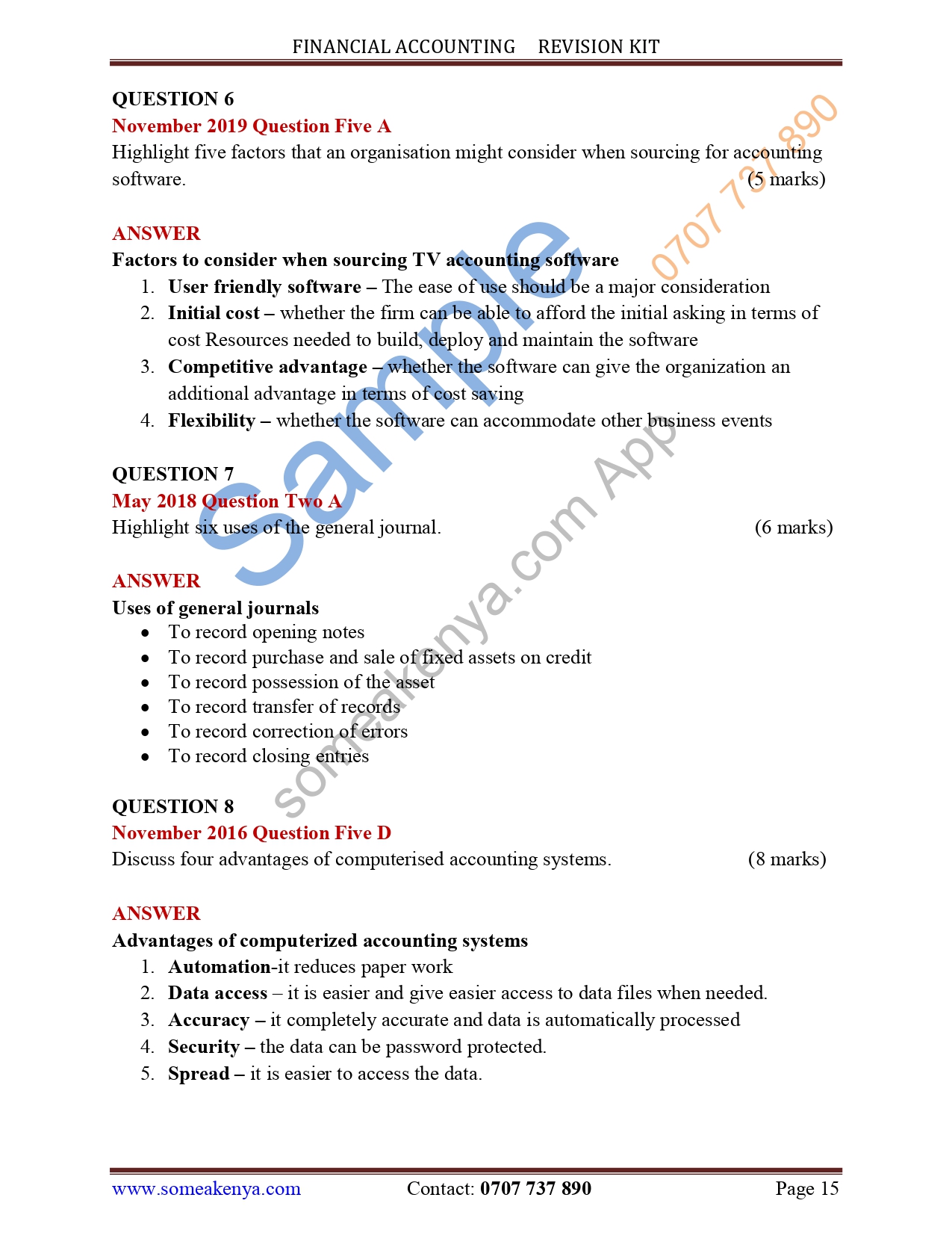 Financial Accounting Revision Kit