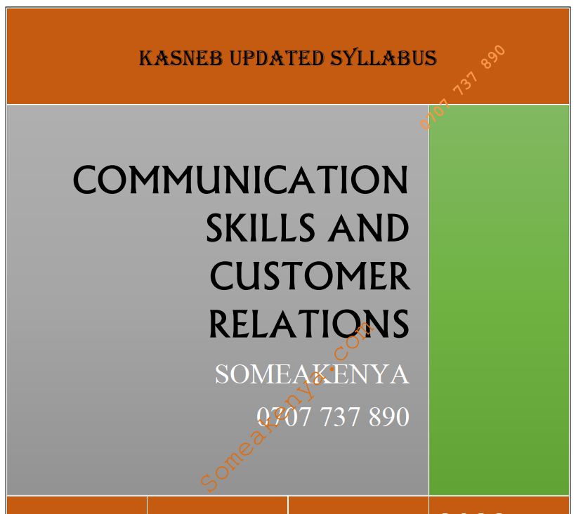Communication Skills and Customer Relations Notes