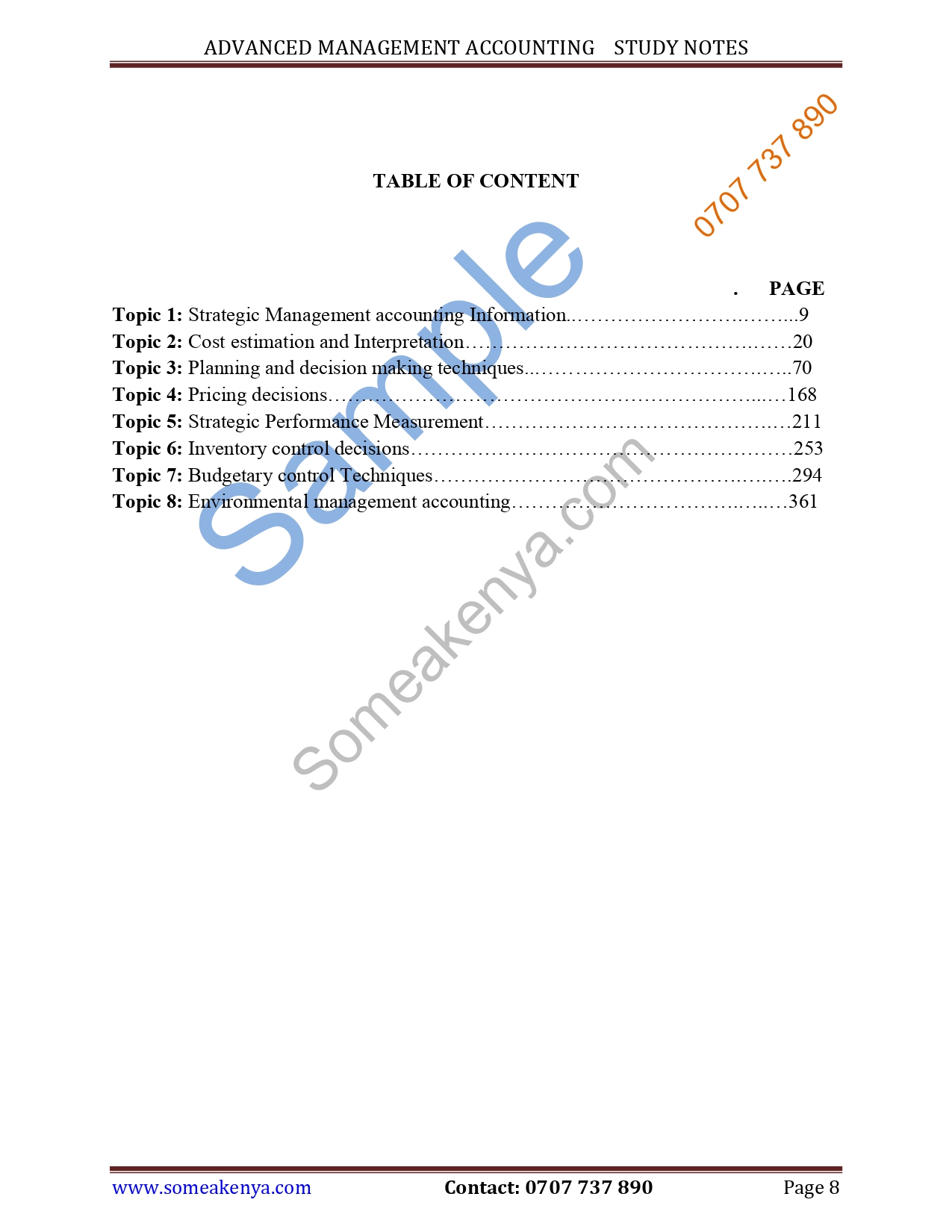 Advanced Management Accounting notes CPA