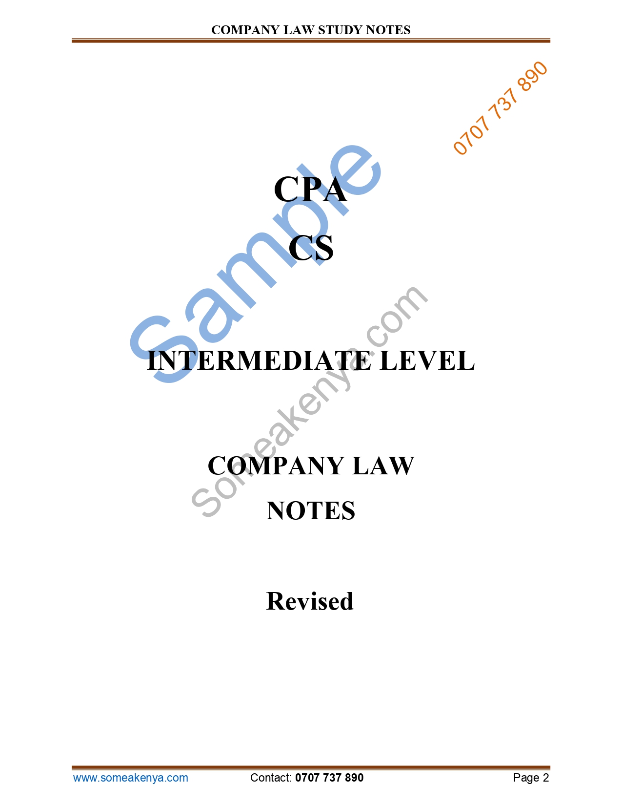 Company Law new Revised CPA notes