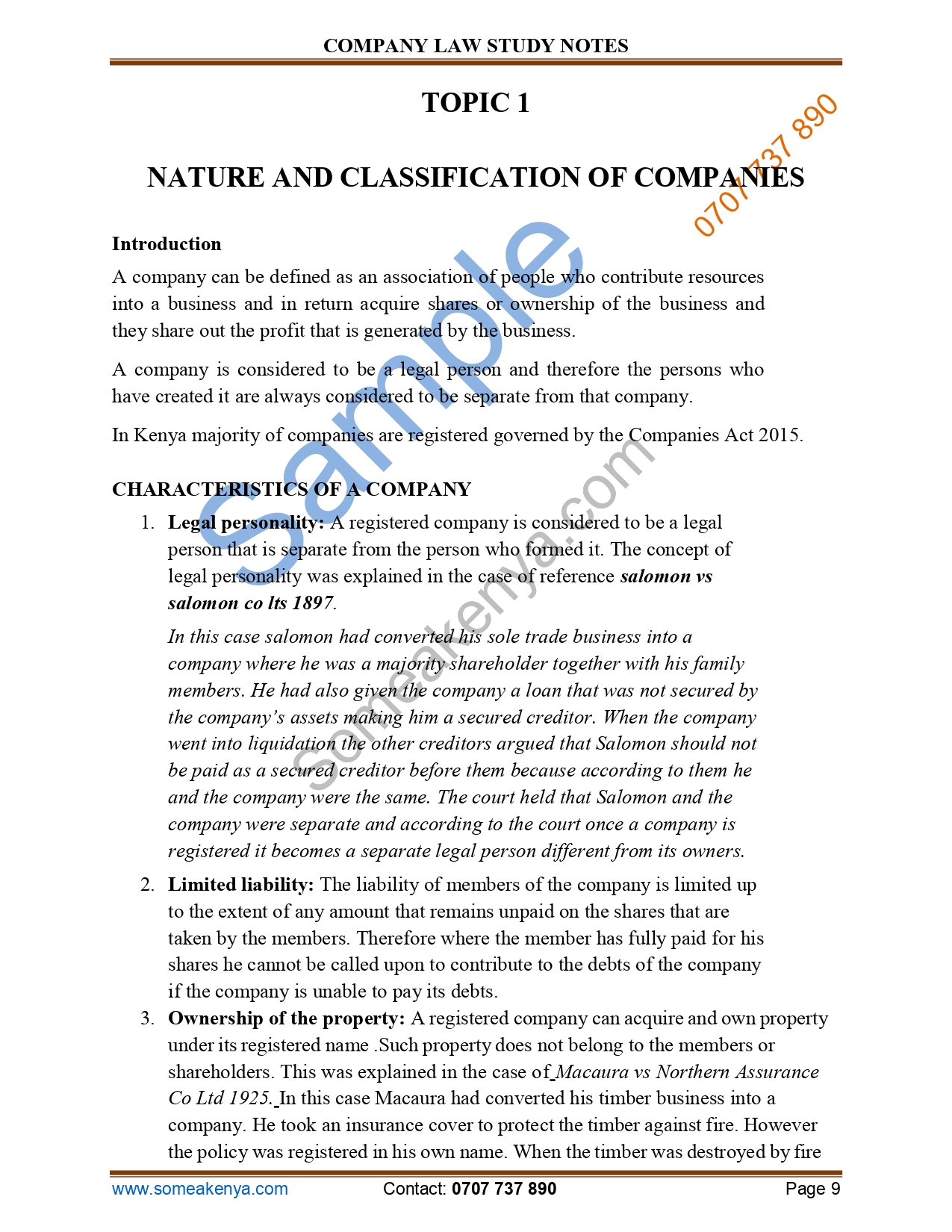 Company Law new Revised CPA notes