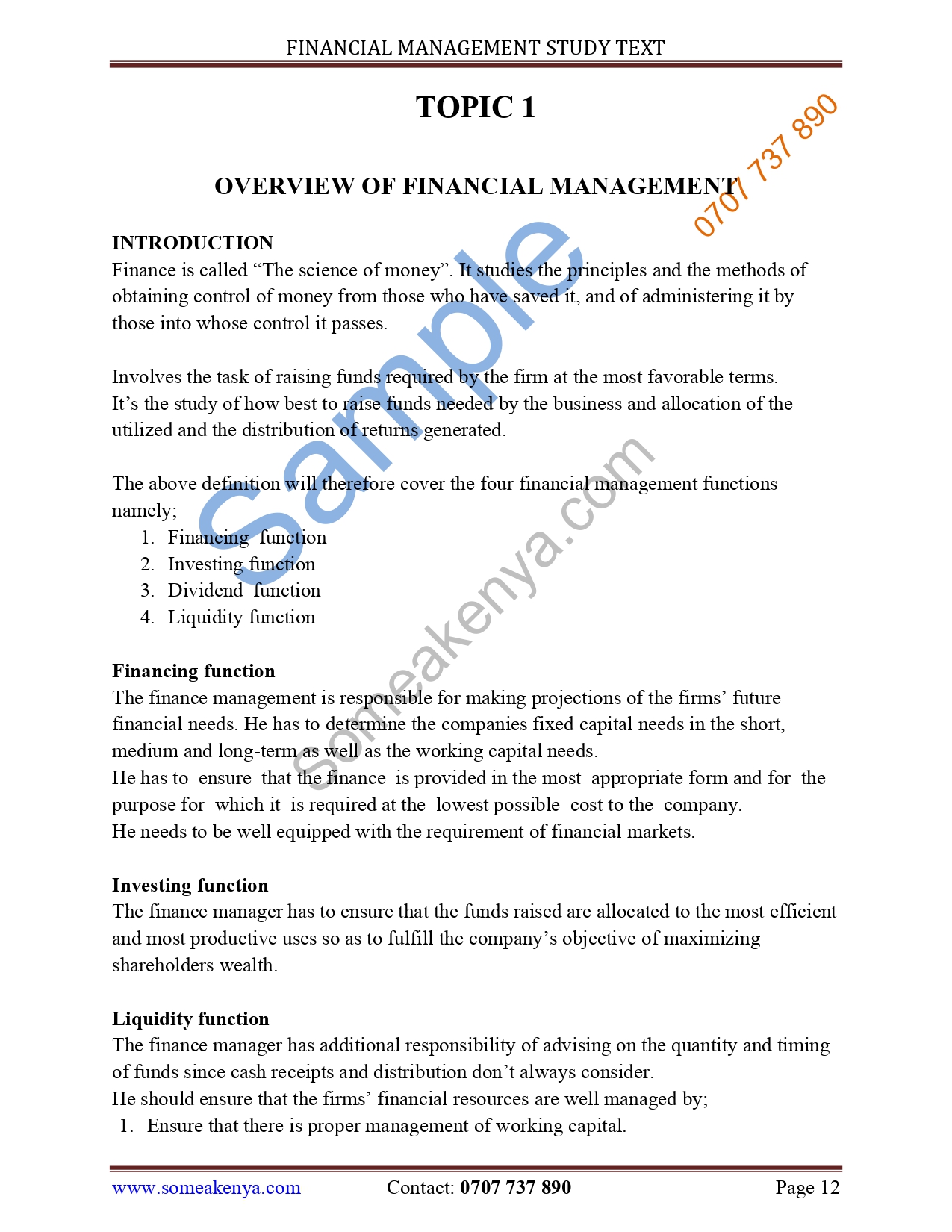 Financial Management new Revised CPA notes