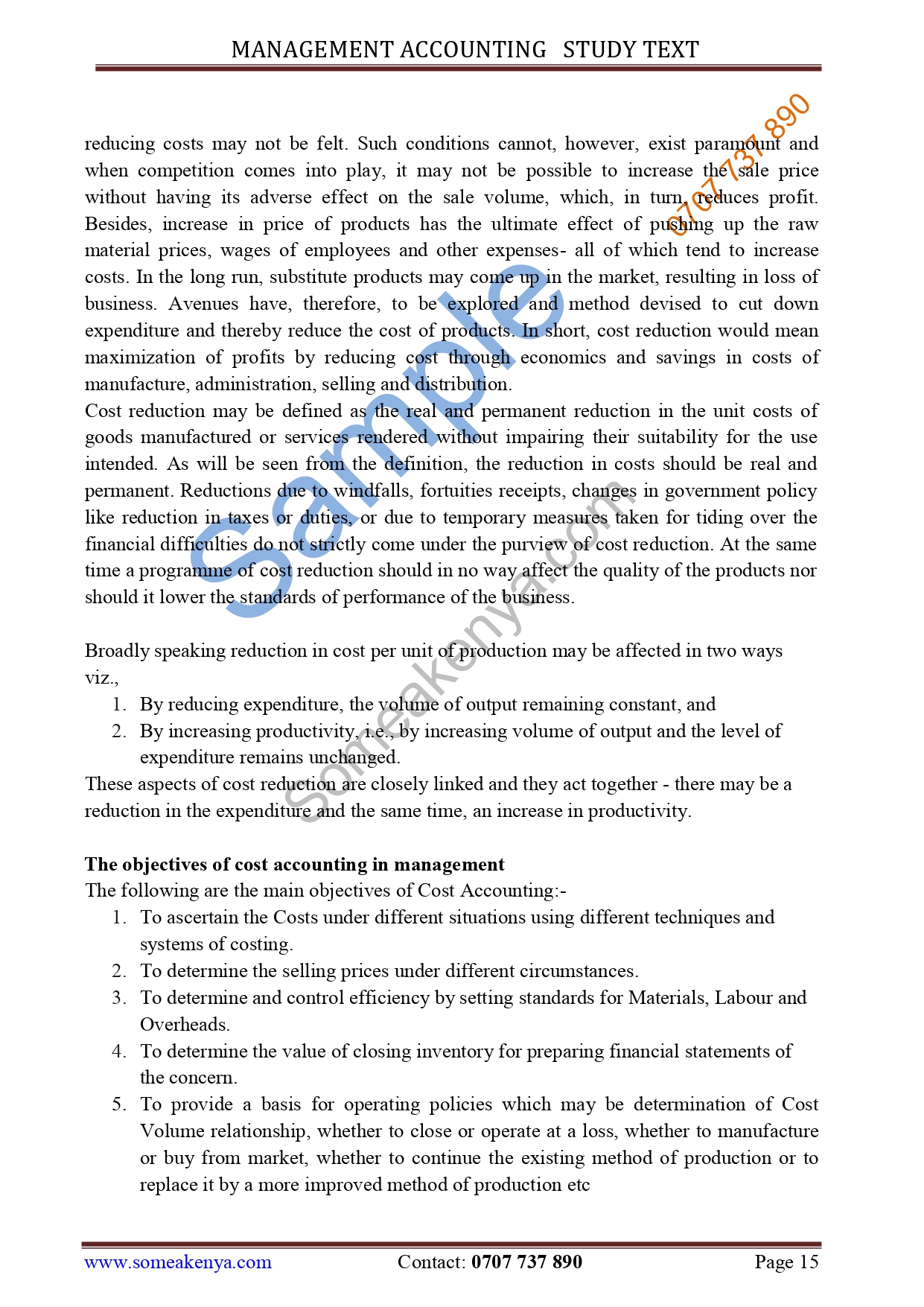 Management Accounting notes CPA KASNEB