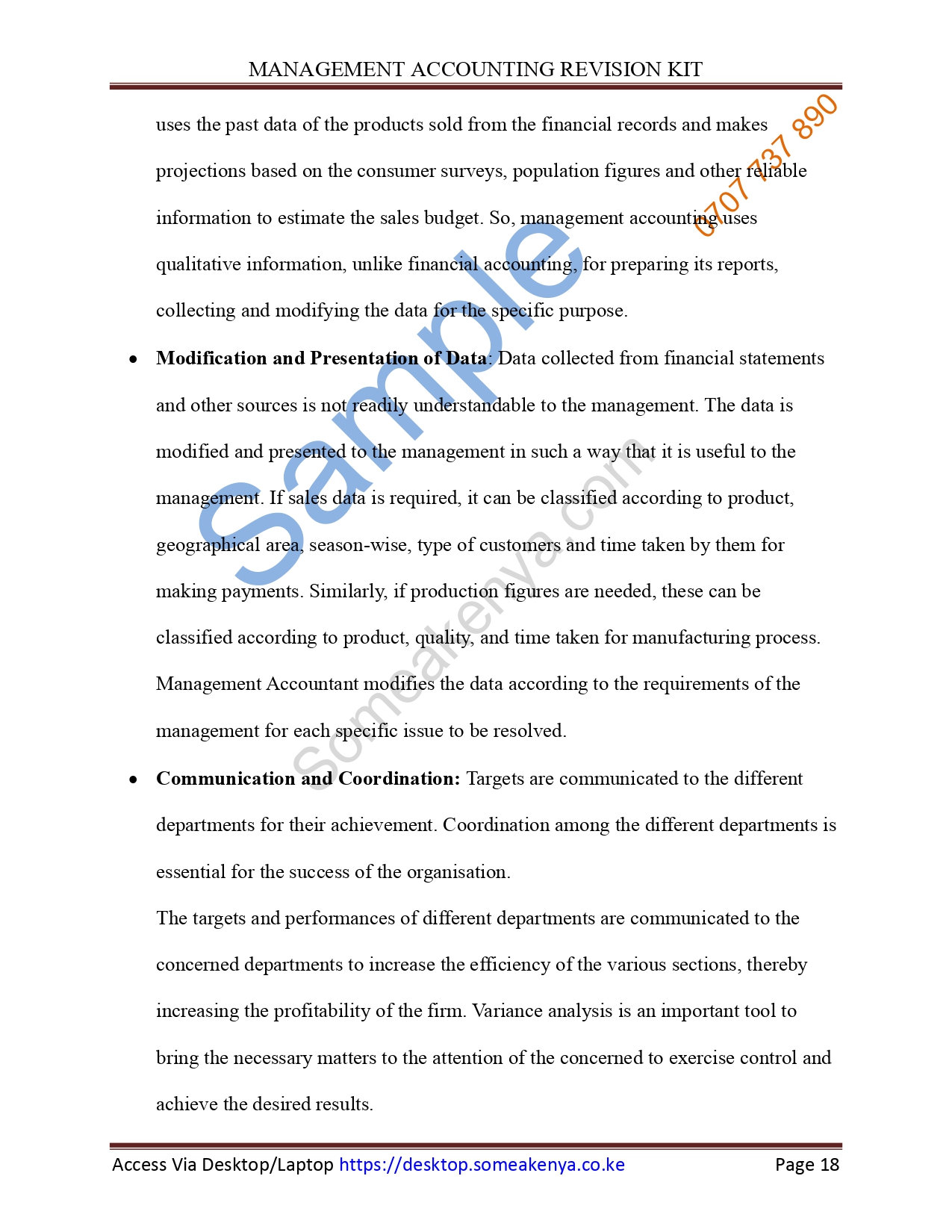 Management Accounting Revision Kit