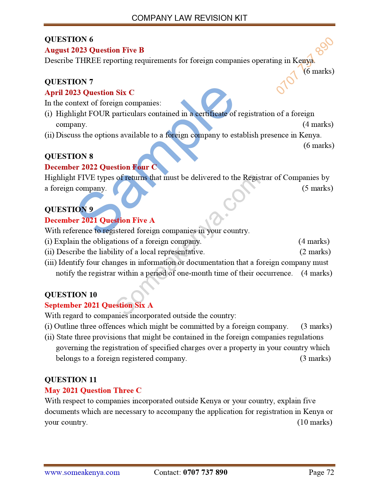 Company Law Revision Kit Hardcopy